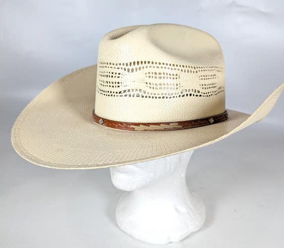 JUSTIN 20X Straw Western Cowboy Hat by Milano Hat Company Size: 58 7 1/4