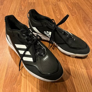 Black Men's Size 13.0 (W 14.0) Adult Adidas Icon Low Top Molded Cleats (New)