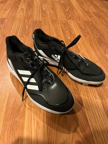 Black Men's Size 13.0 (W 14.0) Adult Adidas Icon Low Top Molded Cleats (New)