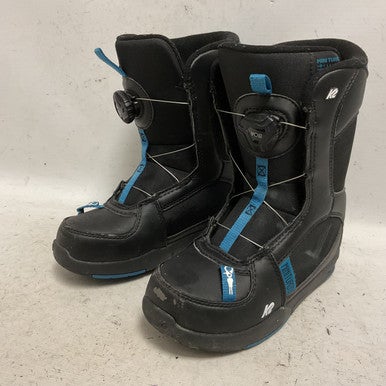 Used K2 MINI TURBO BOA Boys Snowboard Boots Black And Carolina Blue Junior 03 11855-S000196231