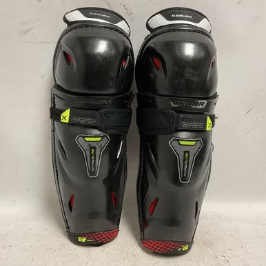 Used Bauer VAPOR HYPERLITE Intermediate Shin Guards White/Black/Red 13" 11855-S000196236