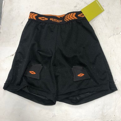 Used Shock DR MESH SHORTS Junior Hockey Bottom Black And Orange SM 11855-S000196264