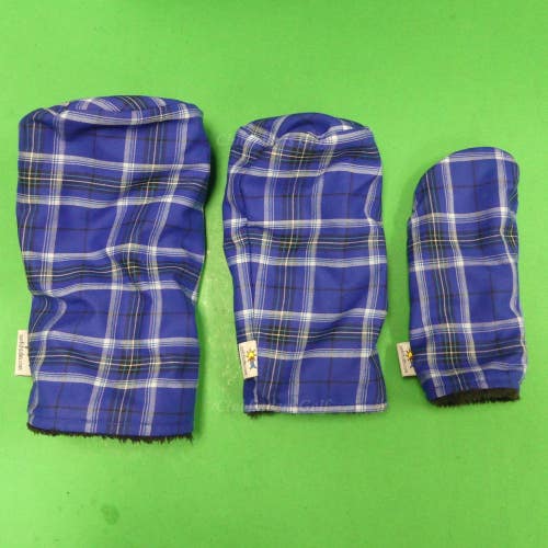 Sunfish Tartan Blue/Black/White Driver, Fairway & Hybrid Headcovers SET OF 3