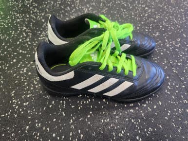 Used Adidas GOLETTO Soccer Turf Shoes Black And White Junior 01.5 11849-S000034664
