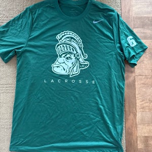 Green Large Men's Nike Dri-Fit Shirt (New). MSU LACROSSE