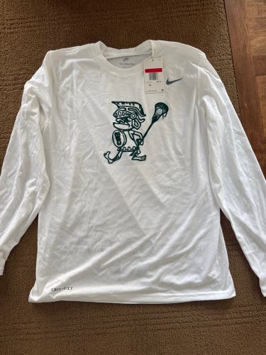 White Large Men's Nike Dri-Fit Shirt (New) MSU LACROSSE