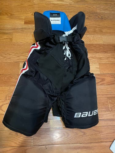 Senior Medium Pro Stock Bauer Chicago Black Blackhawks Pants