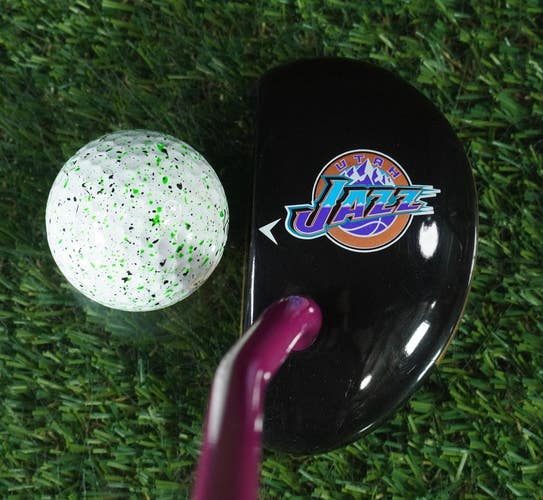 UTAH JAZZ PRO SHOP MALLET PUTTER 35" GRAPHITE CUSTOM RH + HEADCOVER ~ RARE!!