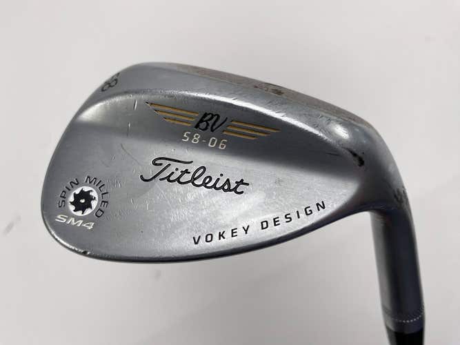 Titleist Vokey Spin Milled SM4 Chrome Wedge 58* 6 Bounce Wedge Steel Mens RH