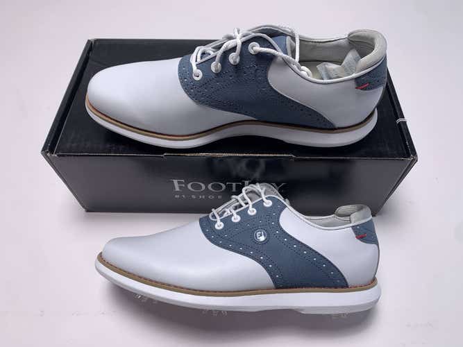 FootJoy FJ Traditions Golf Shoes White Blue Women's SZ 8 (97903)