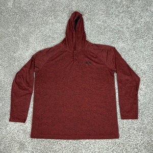 Under Armour Hoodie Mens XL Red Lightweight Henley Pullover HeatGear Top Shirt