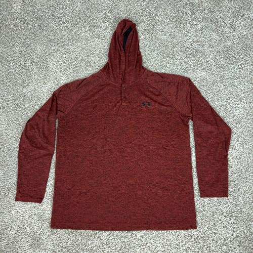 Under Armour Hoodie Mens XL Red Lightweight Henley Pullover HeatGear Top Shirt
