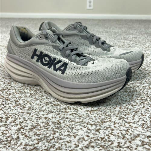Hoka Bondi 8 Shoes Mens Size 11 Gray Running Sneakers Cushion Walking Athletic