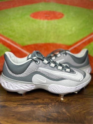 11.5 MENS NIKE AlPHA HUARACHE ELITE 4 LOW CLEATS GREY WHITE DJ6521-012