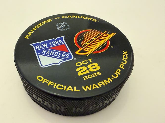 Rangers Vs Canucks JT Miller Tom Willander First Game Warm Up Puck Oct 28 2025
