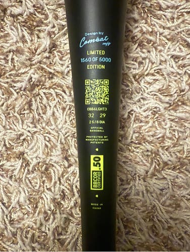 2026 Combat MFG Spec A1 Alloy BBCOR Certified Bat (-3) 29 oz 32" (New) “Work to Shine”