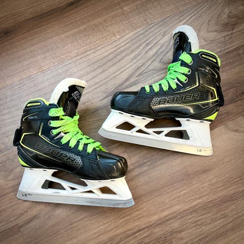 Gently Used Size 1 Bauer GSX Goalie Skates with Superfeet Carbon Fiber Insert and Soakers