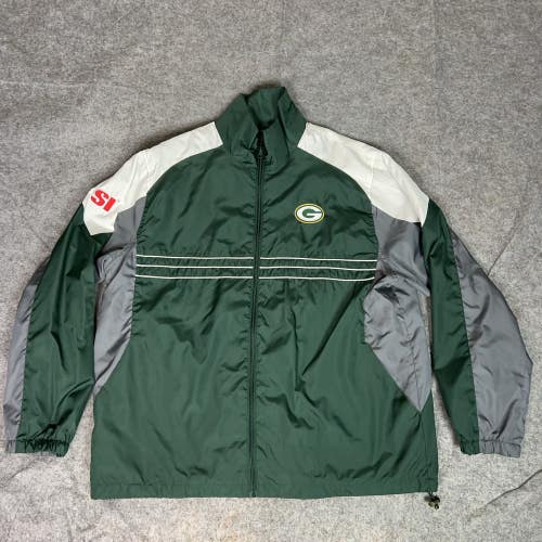 Green Bay Packers Jacket Mens XL NFL Football Reebok Windbreaker Coat SI Logo