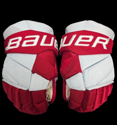 Bauer Vapor Hyperlite Pro Stock Custom Hockey Gloves Used 13" BU Terriers #12