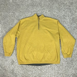 Tommy Bahama Sweater Mens 3XL Yellow Gray Reversible 1/4 Zip Mock Neck Pullover