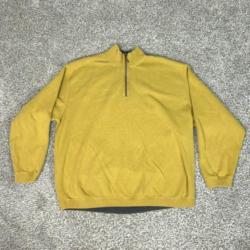 Tommy Bahama Sweater Mens 3XL Yellow Gray Reversible 1/4 Zip Mock Neck Pullover
