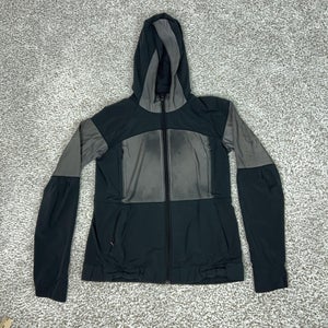 Lululemon Jacket Women 8 Black Gray Hooded Softshell Full Zip Running Reflective