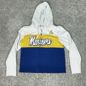Seattle Mariners Hoodie Womens 2XL White Yellow Retro MLB Baseball New Era Zip