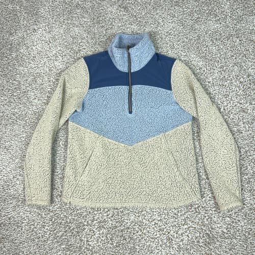 Kuhl Jacket Womens Medium Blue Beige Sherpa Prism 1/2 Zip Fleece Pullover Hiking
