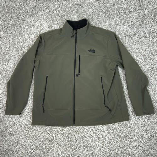 North Face Jacket Mens 2XL Green Gray Softshell Full Zip Outdoor Hiking Coat