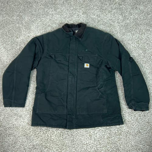 Carhartt Coat Mens 50 Tall Black C03 Canvas Insulated Workwear Quilt Lined Work