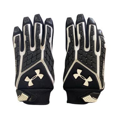 Used Under Armour LINEMEN FOOTBALL GLOVES FB Gloves Black And White LG 11760-S000085718