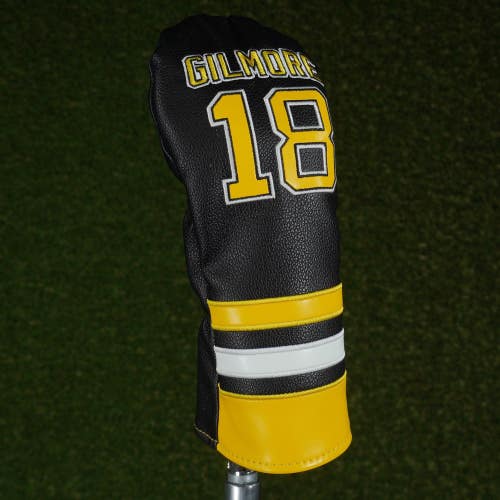 HAPPY GILMORE 18 FAIRWAY WOOD HEADCOVER BLACK / YELLOW / WHITE W/ CHANGEABLE #'S