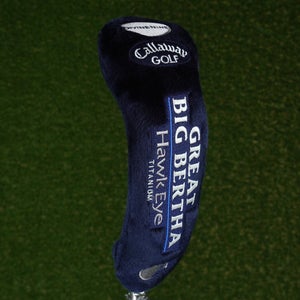 VINTAGE CALLAWAY GREAT BIG BERTHA HAWK EYE TITANIUM DIVINE 9 WOOD HEADCOVER BLUE