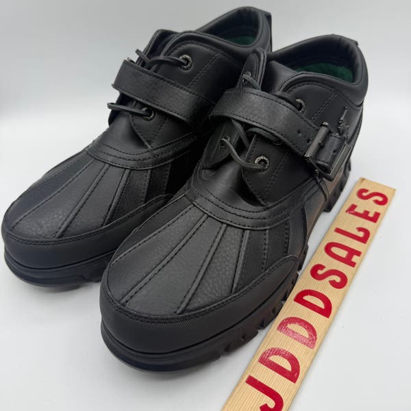 Polo Ralph Lauren Dover III Black Leather Lace Up Buckle Boots