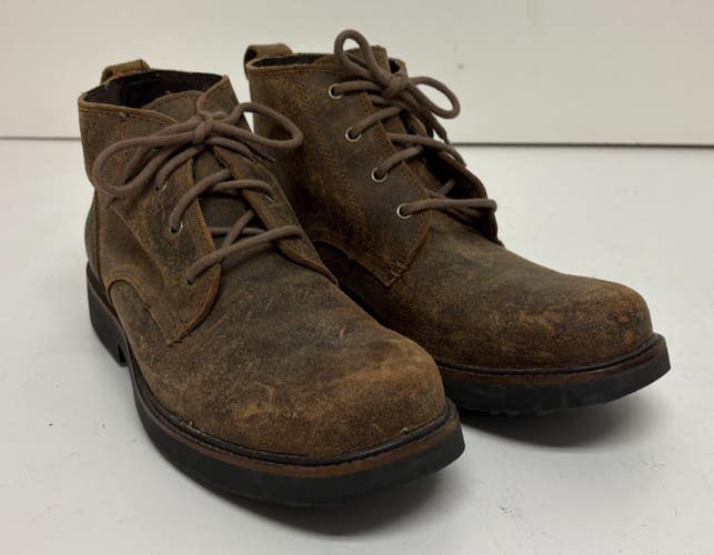 Wolverine 4-Hole Waxed Brown Leather Ankle Boots US Men's 8 EU 41 GREAT READ