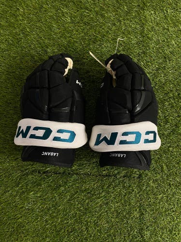 NHL San Jose Sharks LaBanc Black Senior CCM Gloves 14" Pro Stock (Used)