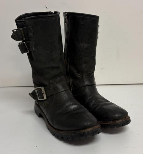 Harley-Davidson 11" Side-Zip Black Leather Engineer Motorcycle Boots US Mens 8.5