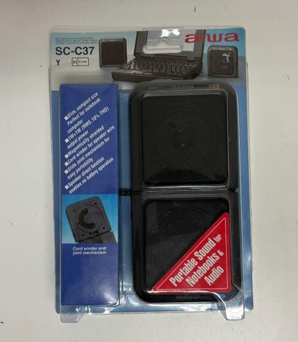 RARE Vintage AIWA SC-C37 Slim Portable Active Speakers for Laptop or Audio NEW