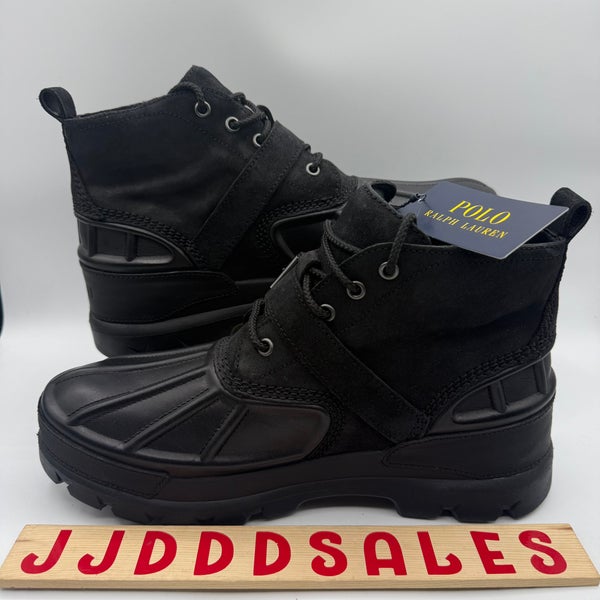 Polo Ralph Lauren Mens OSLO Low Black Leather Waterproof Duck Boots Size 10.5D Polo Duck Boots In Men main image 3