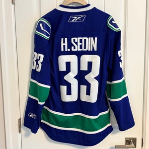 Authentic Reebok Vancouver Canucks Captain Henrick Sedin Blue Jersey Size Small