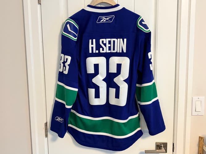 Authentic Reebok Vancouver Canucks Captain Henrick Sedin Blue Jersey Size Small
