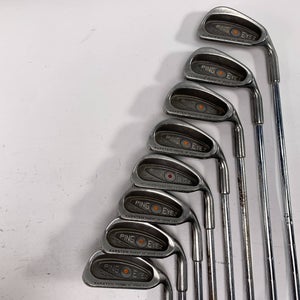 Ping Eye 2 Iron Set 3-PW Orange Dot 2* Flat Karsten ZZ-Lite Stiff Steel Mens RH