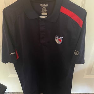 New York Rangers Team Issued Bench Polo Shirt 2011-2012 Large Reebok