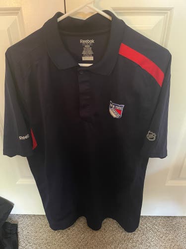 New York Rangers Team Issued Bench Polo Shirt 2011-2012 Large Reebok