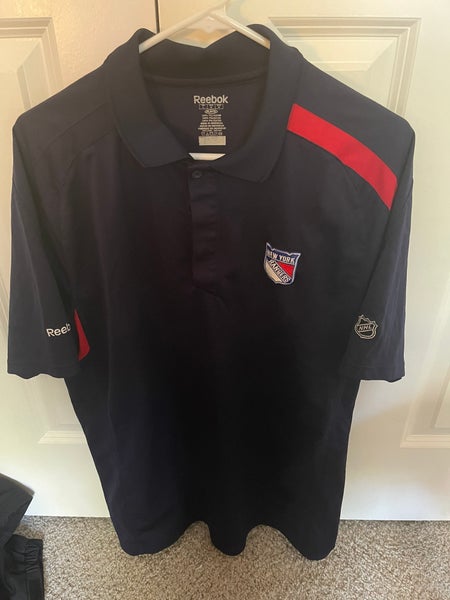 New York Rangers Team Issued Bench Polo Shirt 2011-2012 Large Reebok