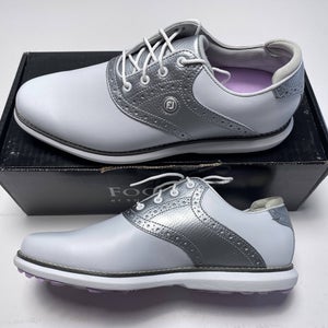 FootJoy FJ Traditions Golf Shoes White Silver Pink Women's SZ 9.5 (97897)