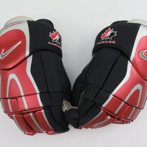 Nike Air Team Canada Black Red Silver Ice Hockey Player Gloves Senior 14.5"