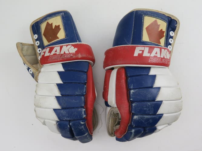 Bauer FLAK Vintage Leather Canadiens Colors Pro Hockey Gloves 14"