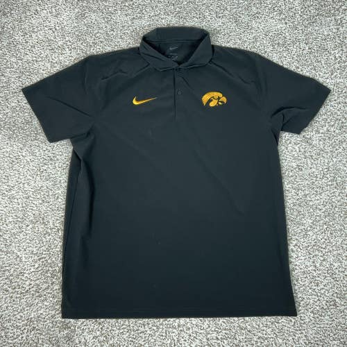 Iowa Hawkeyes Shirt Polo Mens XL Black NCAA Football Nike Dri-FIT Golf College