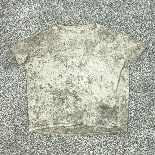 Lululemon Shirt Womens 10 Beige Short Sleeve Spotted Lightweight Yoga Gym Logo